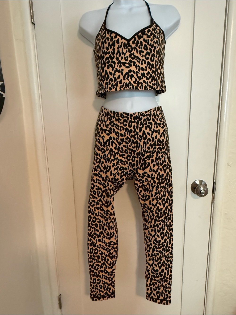Adam Selman Sport Fierce Matching set. Leopard Print Halter top and leggings